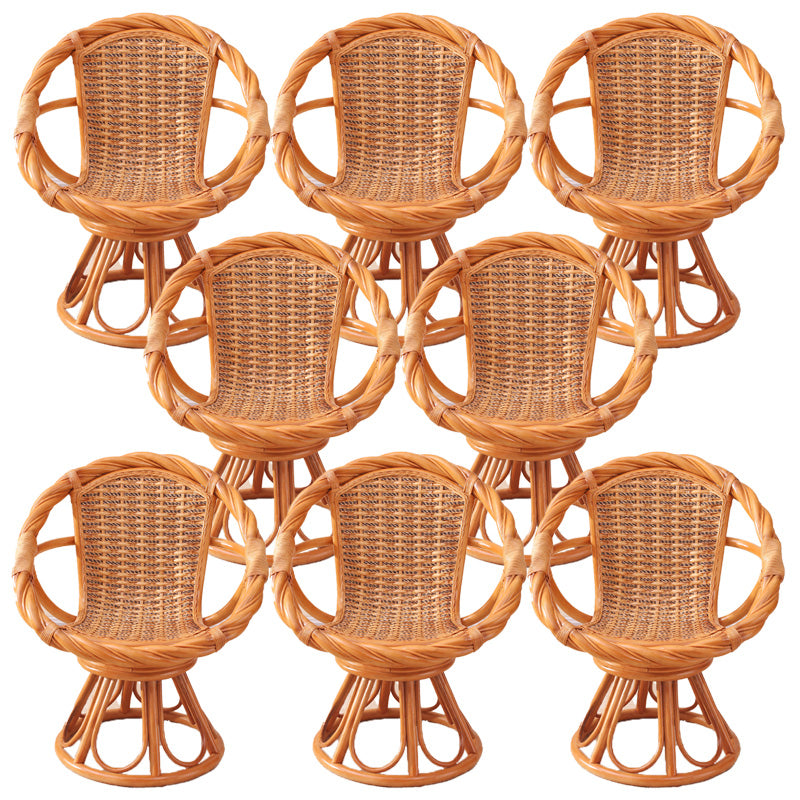 Tropical Natural Patio Dining Chair Rattan with Arm Single Chair