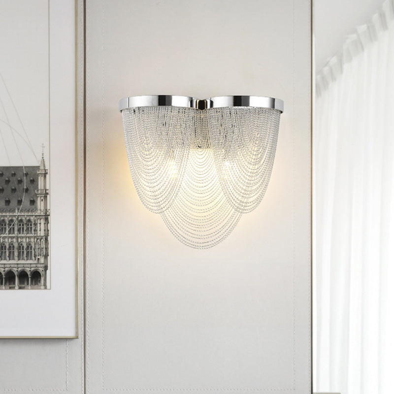 Glands de salon Éclairage d'éclairage en métal 2-LIGHT LED LEMPORT MUR LED en argent