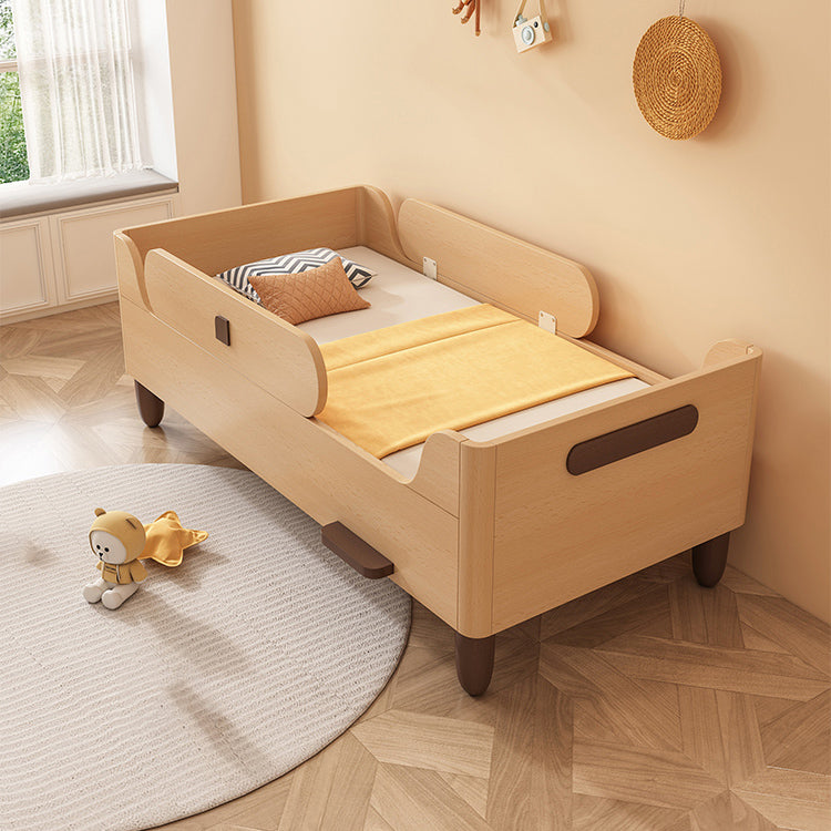 Contemporary Solid Wood Washed Natural Nursery Crib with Guardrail