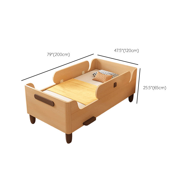 Contemporary Solid Wood Washed Natural Nursery Crib with Guardrail