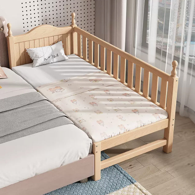 Traditional Washed Natural Nursery Bed Solid Wood with Guardrail