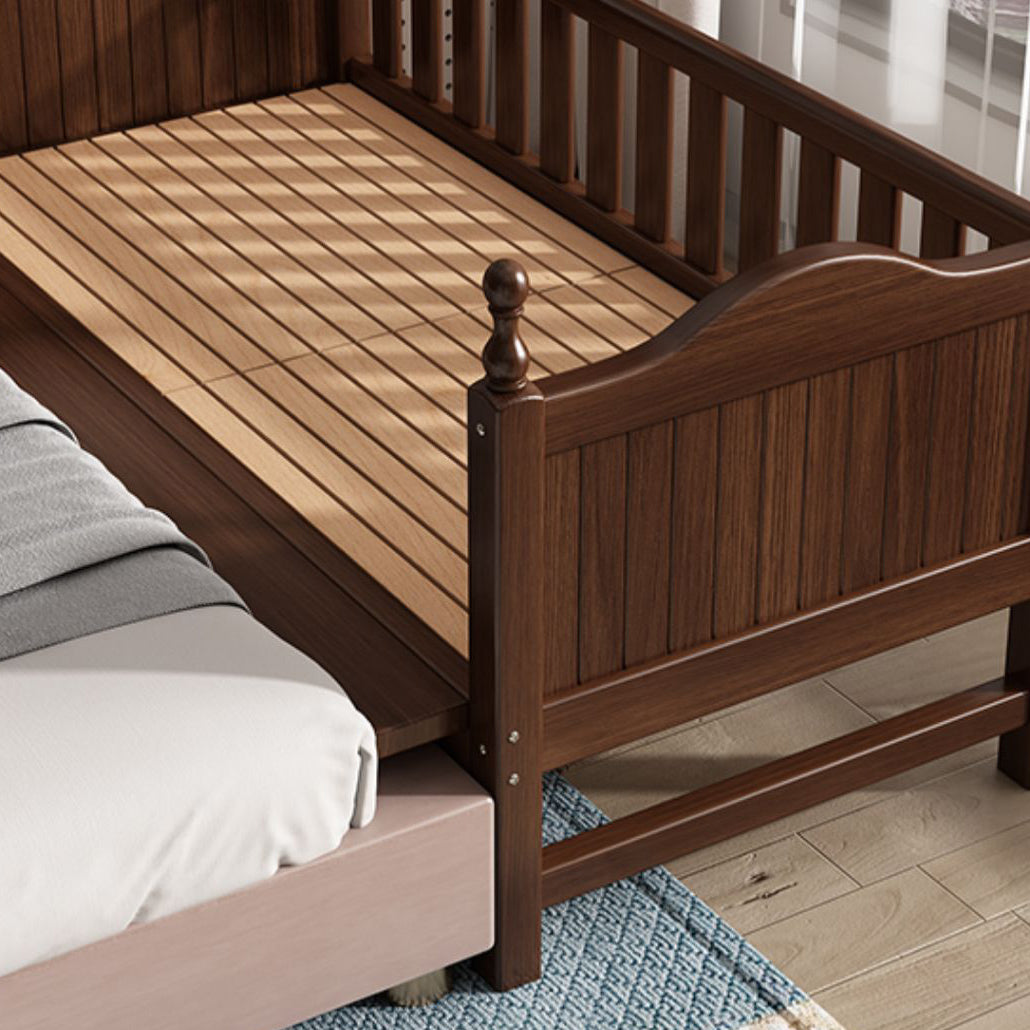 Traditional Washed Natural Nursery Bed Solid Wood with Guardrail