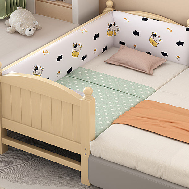 Solid Wood Washed Natural Baby Crib Scandinavian with Guardrail
