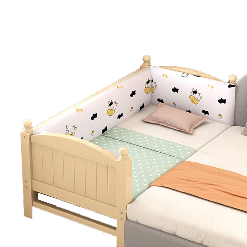 Solid Wood Washed Natural Baby Crib Scandinavian with Guardrail