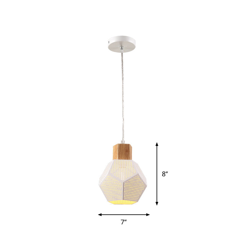 1 chambre à coucher légère kit de lumière suspendue lampe pédante de finition blanche moderne avec nuance en métal polyèdre creuse