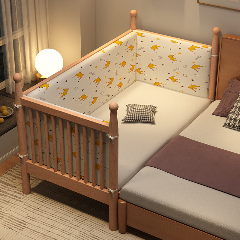 Traditional Solid Wood Nursery Bed Washed Natural with Guardrail