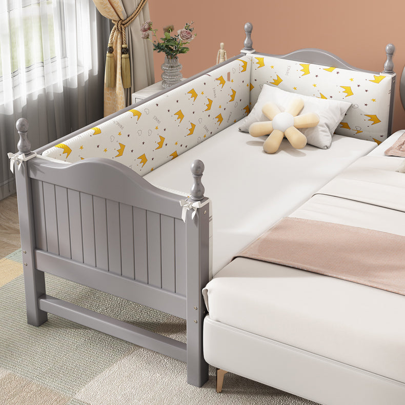 Scandinavian Washed Natural Baby Crib Solid Wood with Guardrail