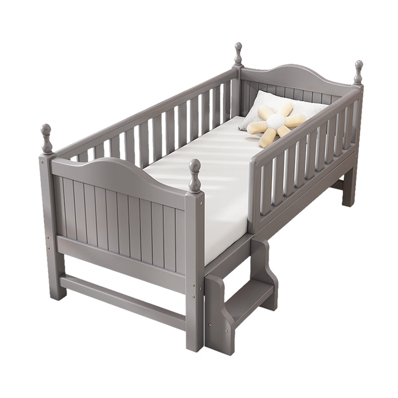 Scandinavian Washed Natural Baby Crib Solid Wood with Guardrail