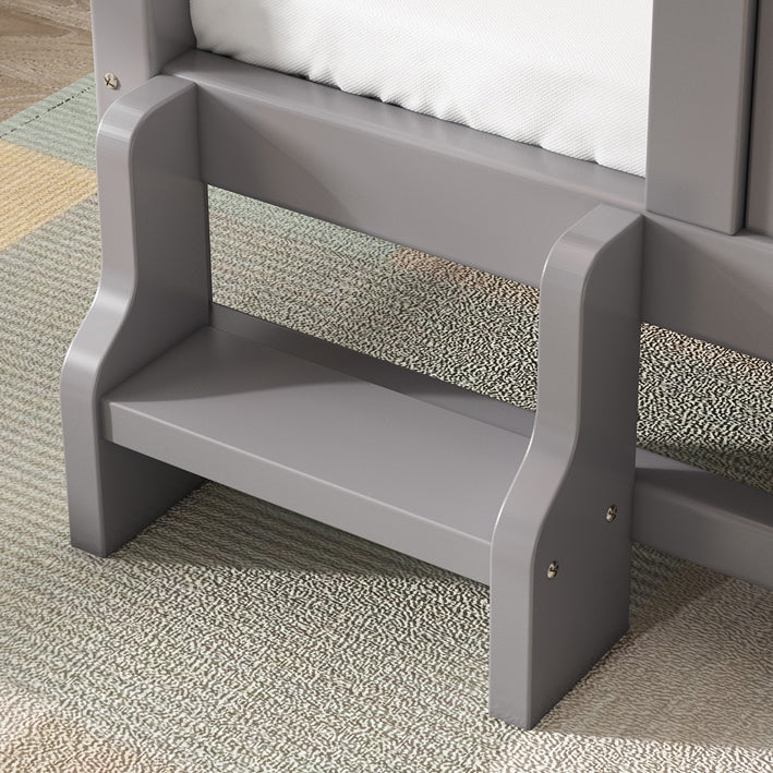 Scandinavian Washed Natural Baby Crib Solid Wood with Guardrail