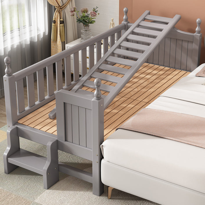 Scandinavian Washed Natural Baby Crib Solid Wood with Guardrail