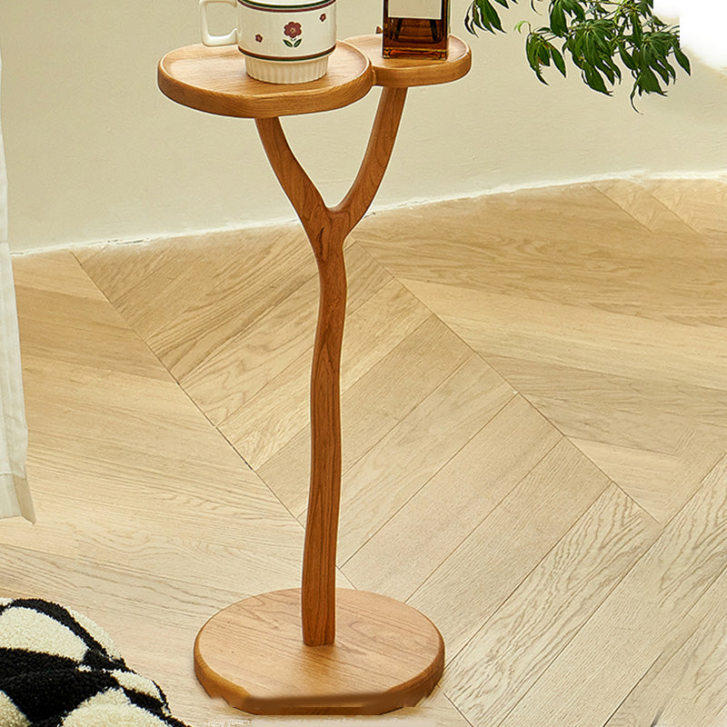 Solid Wood Corner Table Contemporary Side End Table Oval Pedestal