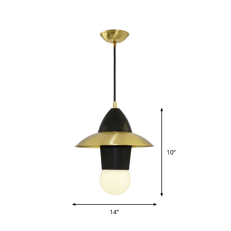 Robe épineuse suspendue pendante tissu du milieu du siècle 1-Light Room de salon plafond en noir et or