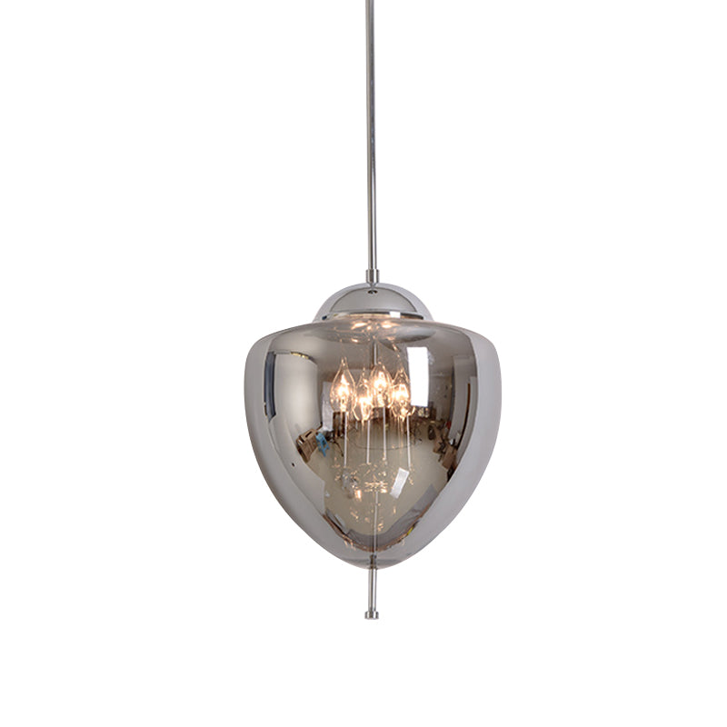 Chrome Pinecone Pendant lustre Industrial Clear / Smoke Grey Glass 4 Lights Restaurant lampe suspendue