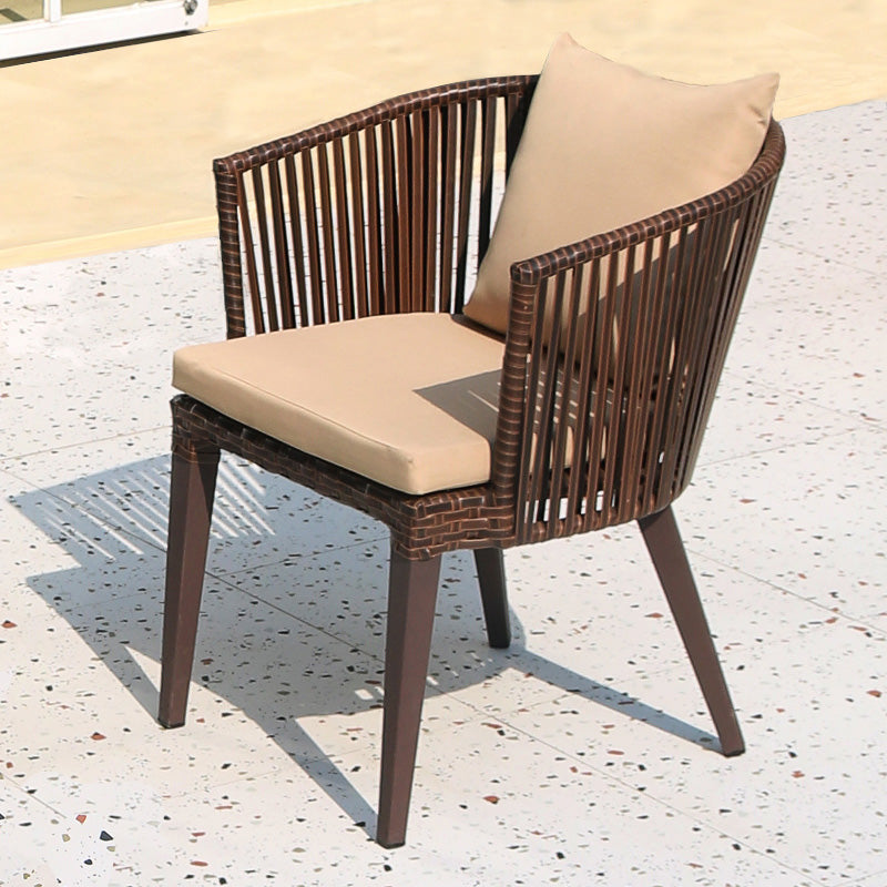 Tropical Rattan Patio Dining Chair Removable Cushion Outdoors Dining Chairs