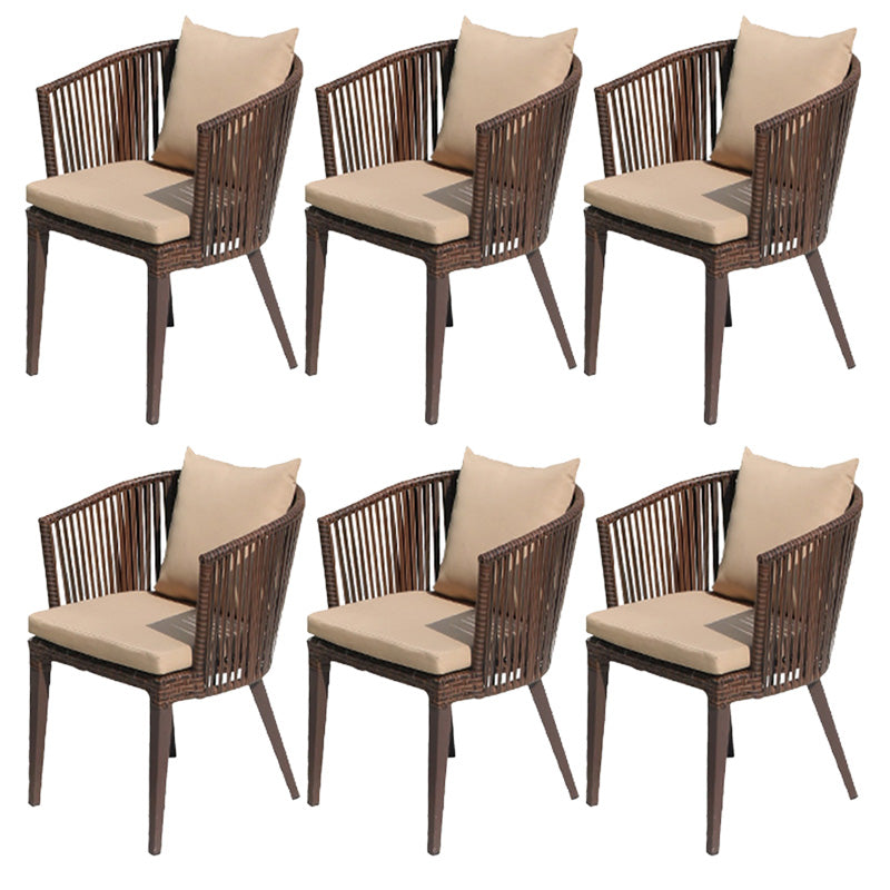 Tropical Rattan Patio Dining Chair Removable Cushion Outdoors Dining Chairs