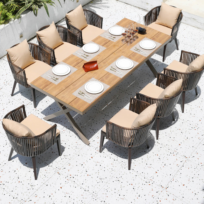 Tropical Rattan Patio Dining Chair Removable Cushion Outdoors Dining Chairs