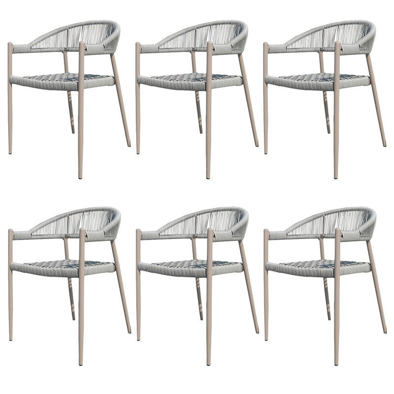 Tropical Rattan Patio Dining Chair Open Back Patio Dining Armchair