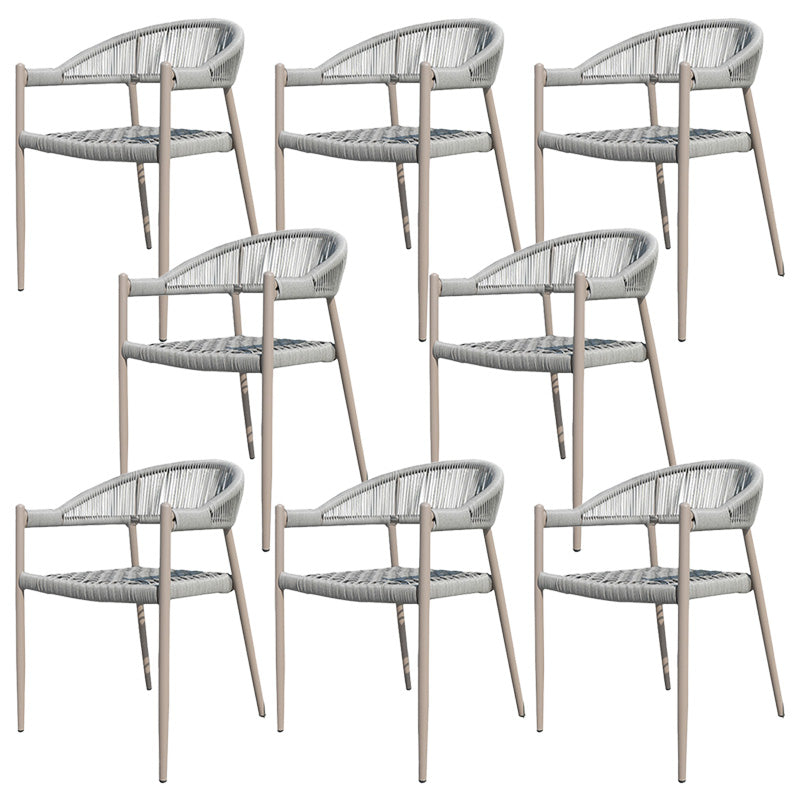 Tropical Rattan Patio Dining Chair Open Back Patio Dining Armchair