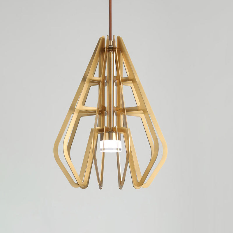 Postmodern LED Pendant Light Gold Diamond Shaped Suspension Lamp with Metal Frame