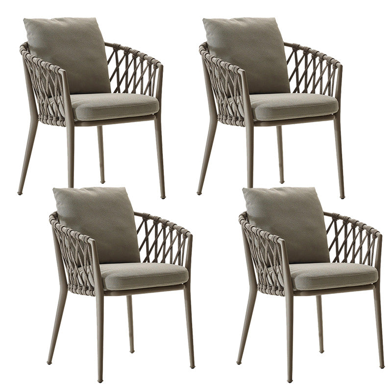 Tropical Rattan Patio Dining Chair Open Back Outdoor Arm Chair