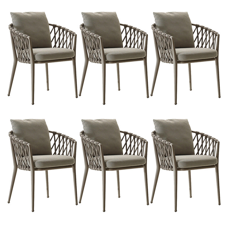 Tropical Rattan Patio Dining Chair Open Back Outdoor Arm Chair