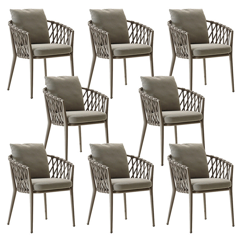 Tropical Rattan Patio Dining Chair Open Back Outdoor Arm Chair