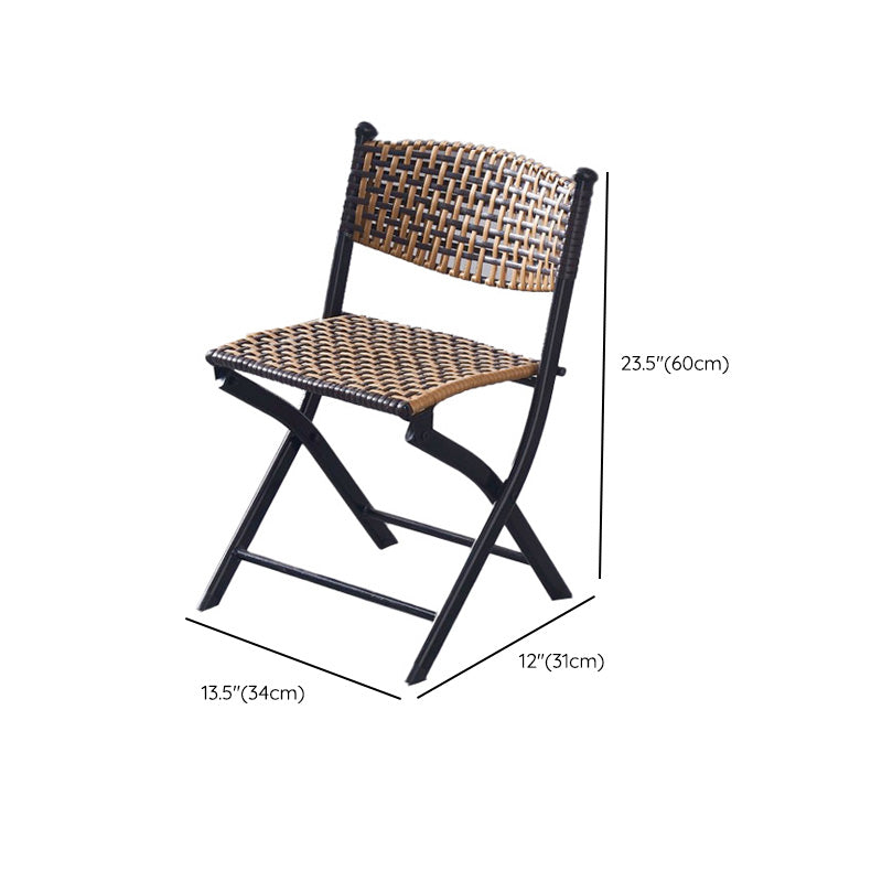 Tropical Dining Side Chair in Brown/Black Plastic with Open Back