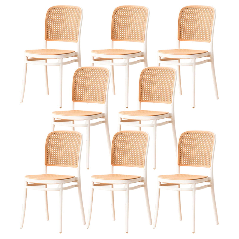 Contemporary Armles Dining Side Chair with Natural Back Stacking Chair