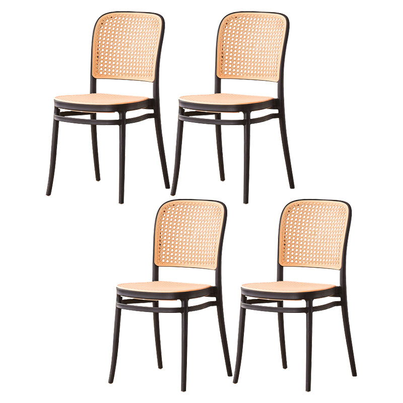 Contemporary Armles Dining Side Chair with Natural Back Stacking Chair