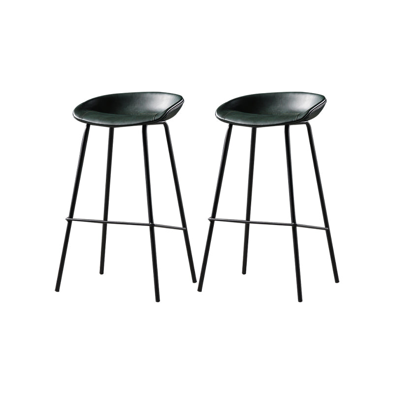 Modern Style Counter Stool Faux Leather Backless Barstool with Footrest
