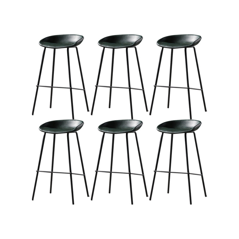 Modern Style Counter Stool Faux Leather Backless Barstool with Footrest