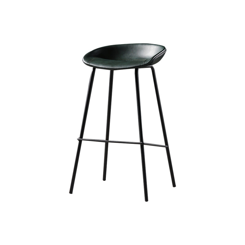 Modern Style Counter Stool Faux Leather Backless Barstool with Footrest