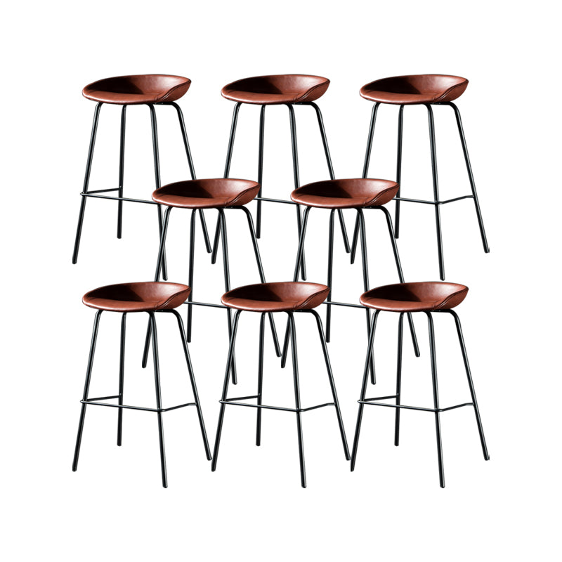 Modern Style Counter Stool Faux Leather Backless Barstool with Footrest