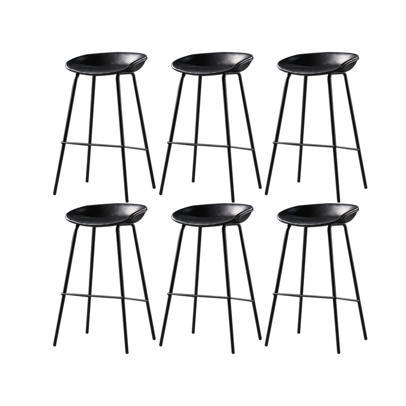 Modern Style Counter Stool Faux Leather Backless Barstool with Footrest