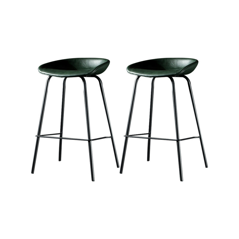 Modern Style Counter Stool Faux Leather Backless Barstool with Footrest
