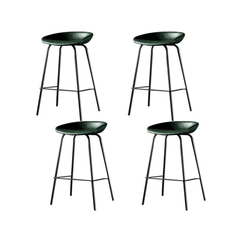 Modern Style Counter Stool Faux Leather Backless Barstool with Footrest