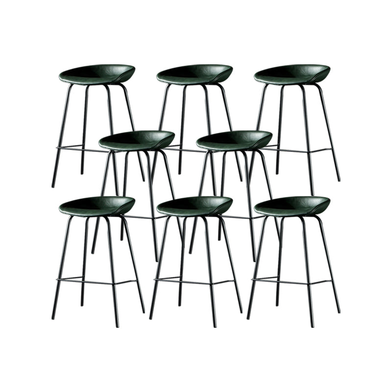 Modern Style Counter Stool Faux Leather Backless Barstool with Footrest
