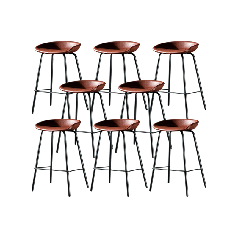 Modern Style Counter Stool Faux Leather Backless Barstool with Footrest