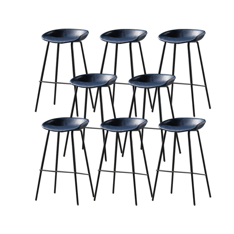 Modern Style Counter Stool Faux Leather Backless Barstool with Footrest