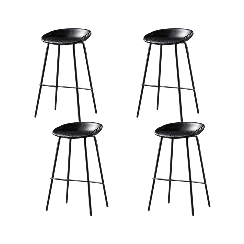 Modern Style Counter Stool Faux Leather Backless Barstool with Footrest