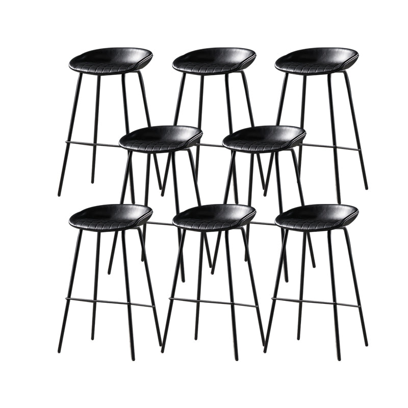 Modern Style Counter Stool Faux Leather Backless Barstool with Footrest