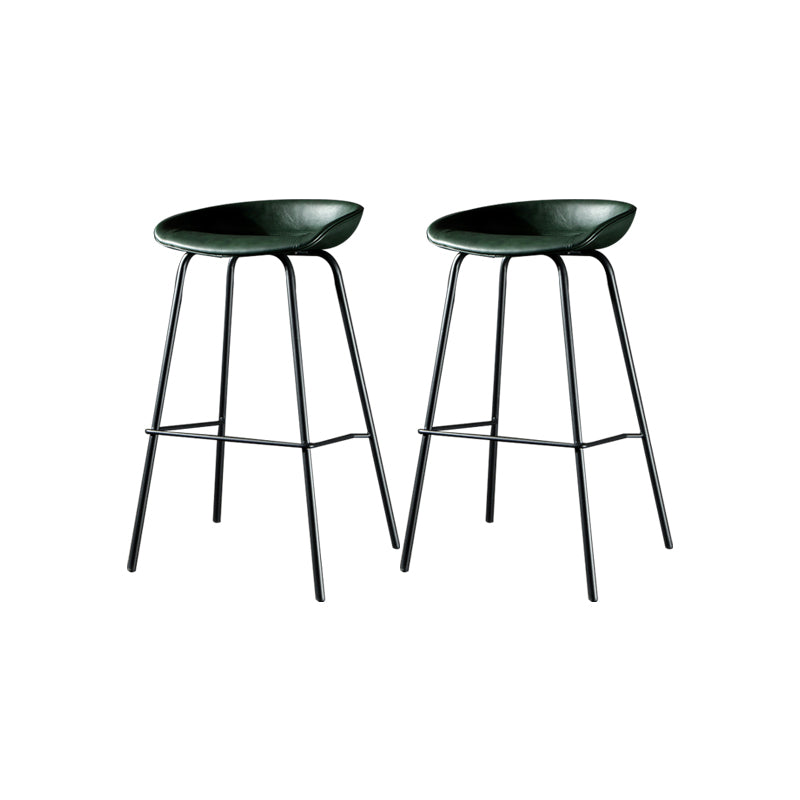 Modern Style Counter Stool Faux Leather Backless Barstool with Footrest