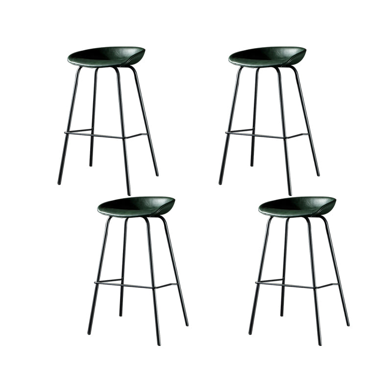 Modern Style Counter Stool Faux Leather Backless Barstool with Footrest