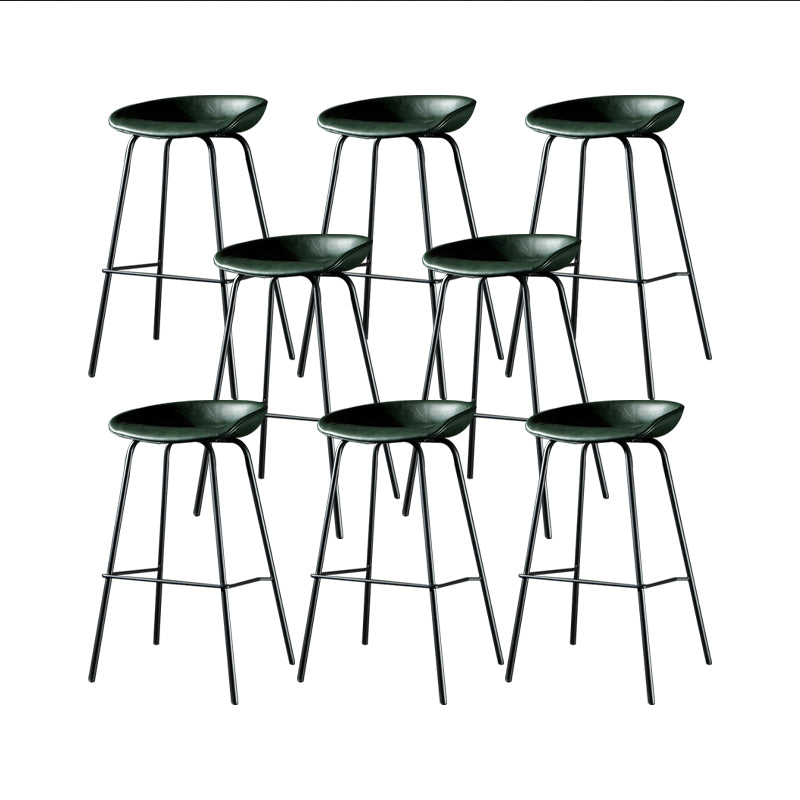 Modern Style Counter Stool Faux Leather Backless Barstool with Footrest