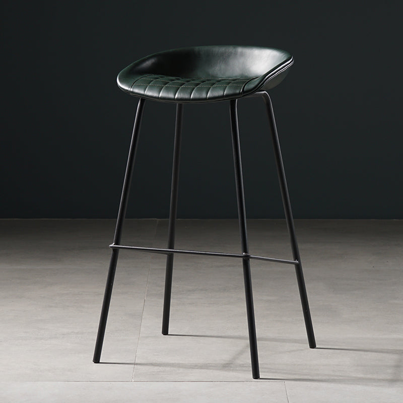 Modern Style Counter Stool Faux Leather Backless Barstool with Footrest