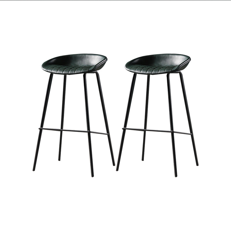 Modern Style Counter Stool Faux Leather Backless Barstool with Footrest