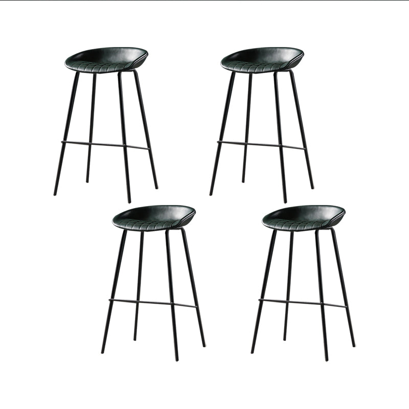 Modern Style Counter Stool Faux Leather Backless Barstool with Footrest