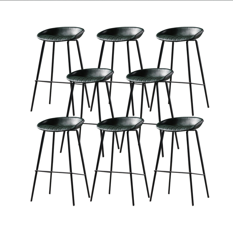 Modern Style Counter Stool Faux Leather Backless Barstool with Footrest