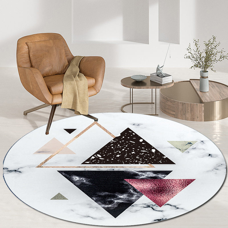 Abstract Printed Area Rug Polyster Non-Slip Backing Round Carpet Bedroom Modern Indoor Rug