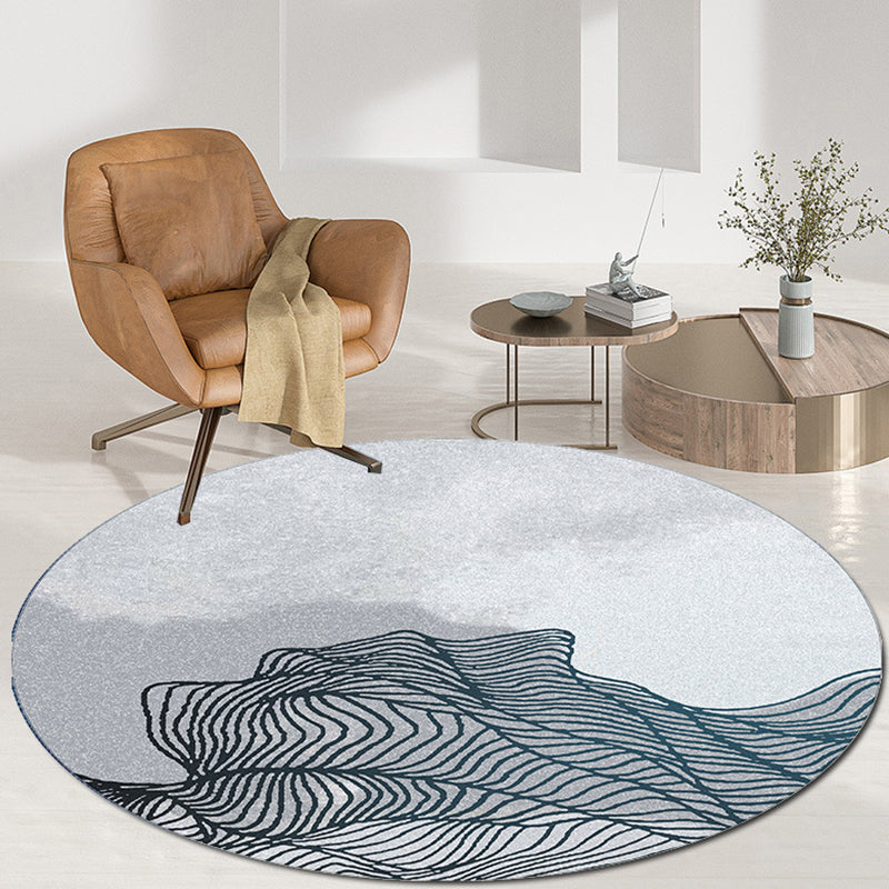 Abstract Printed Area Rug Polyster Non-Slip Backing Round Carpet Bedroom Modern Indoor Rug